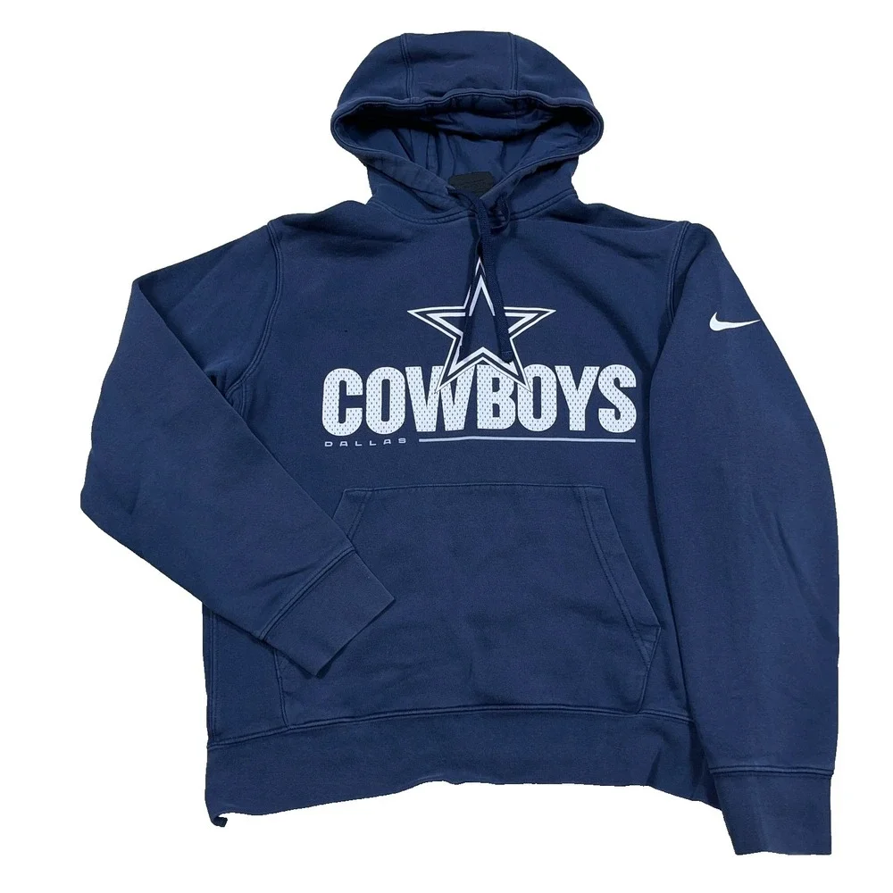 Dallas Cowboys Hoodie Men Medium Blue Nike Sweatshirt NFL‎ Football Cotton Adult